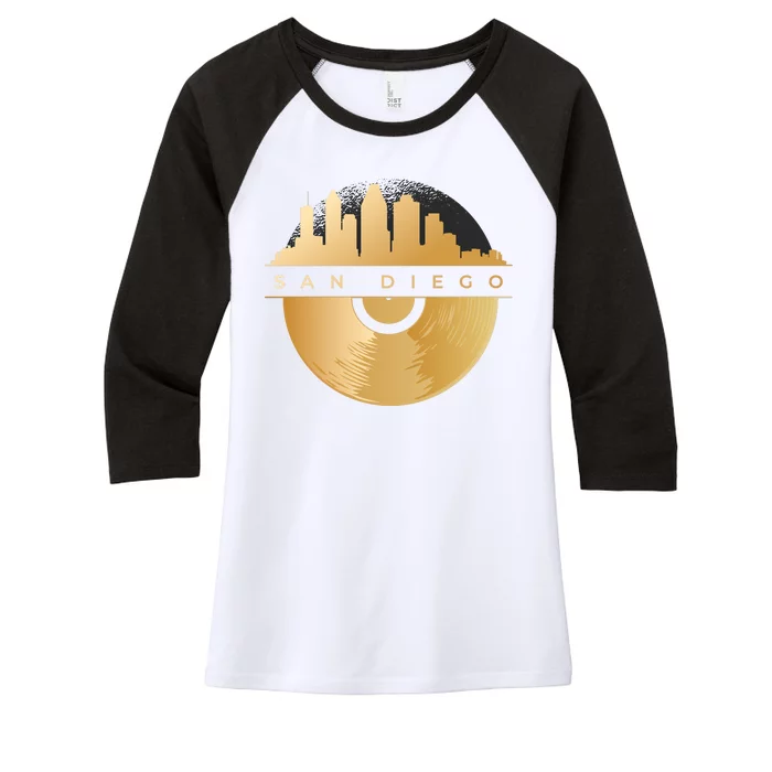 San Diego Vinyl Skyline Women's Tri-Blend 3/4-Sleeve Raglan Shirt