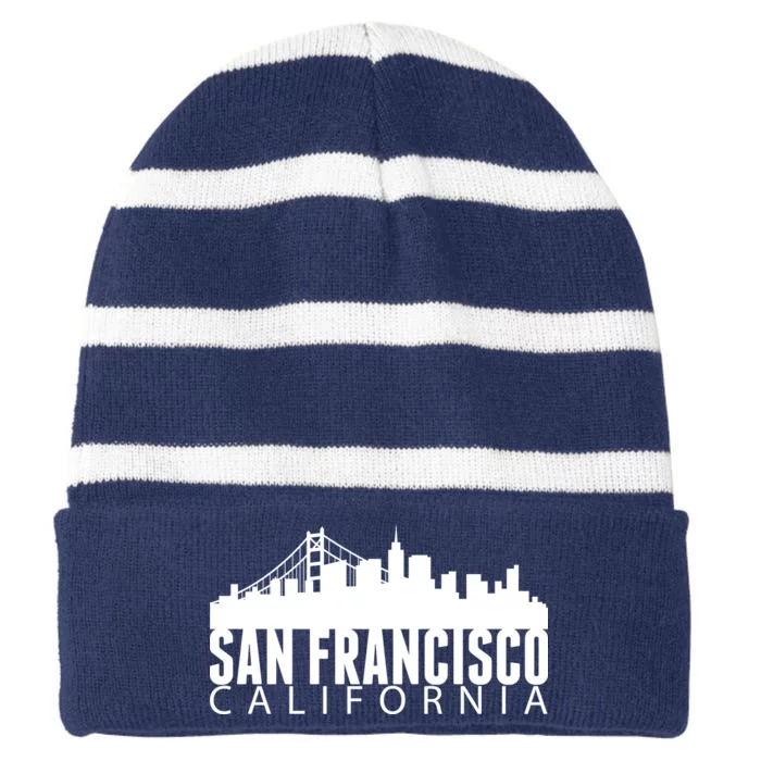 San Francisco California Skyline Striped Beanie with Solid Band