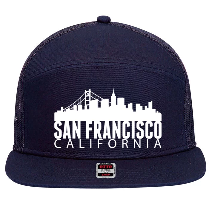 San Francisco California Skyline 7 Panel Mesh Trucker Snapback Hat