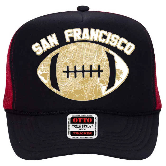 San Francisco Fan Map Football High Crown Mesh Trucker Hat