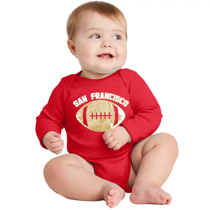 San Francisco Fan Map Football Baby Long Sleeve Bodysuit