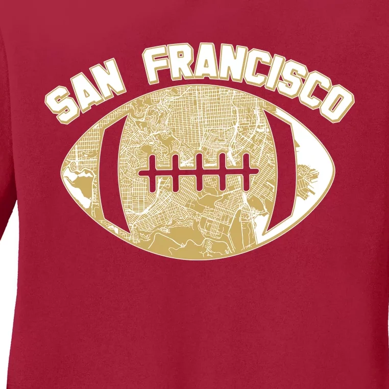 San Francisco Fan Map Football Ladies Long Sleeve Shirt