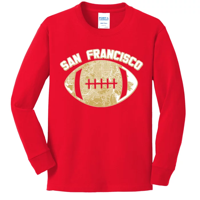 San Francisco Fan Map Football Kids Long Sleeve Shirt