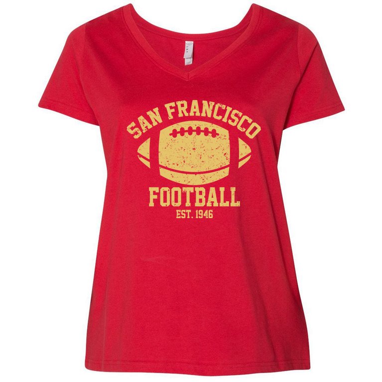 San Francisco Football EST 1946 Vintage Style Women's V-Neck Plus Size T-Shirt