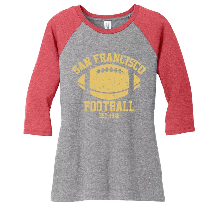 San Francisco Football EST 1946 Vintage Style Women's Tri-Blend 3/4-Sleeve Raglan Shirt