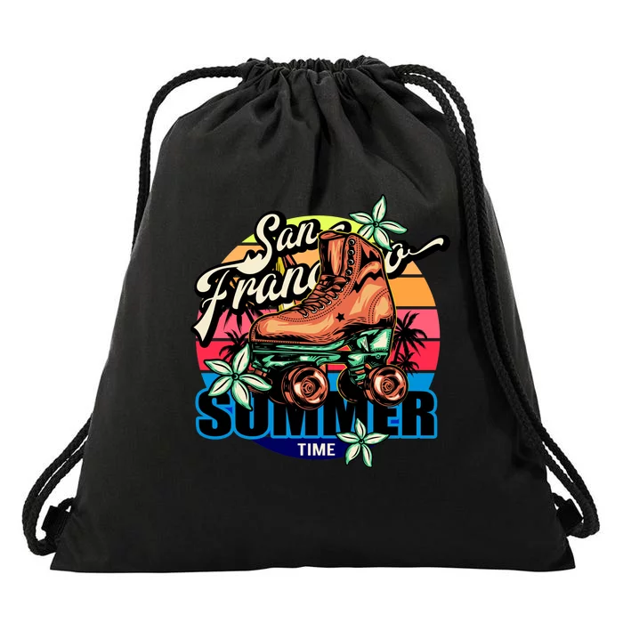 San Francisco Retro Roller Skates Drawstring Bag