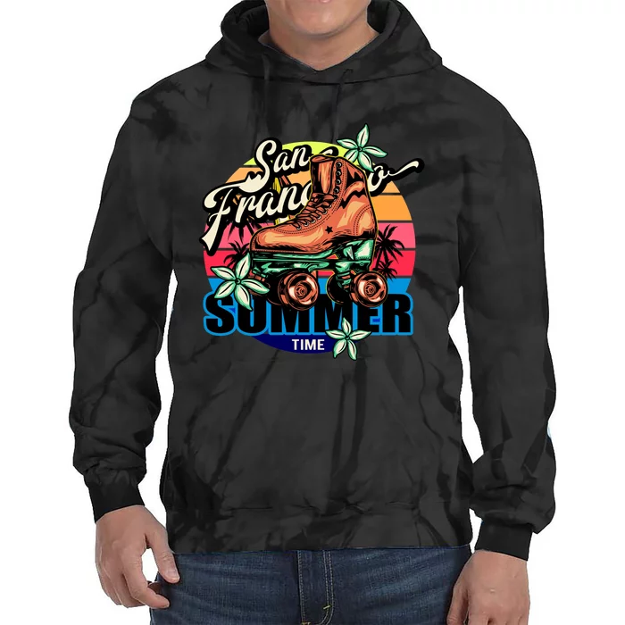 San Francisco Retro Roller Skates Tie Dye Hoodie