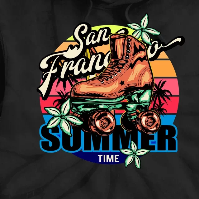 San Francisco Retro Roller Skates Tie Dye Hoodie