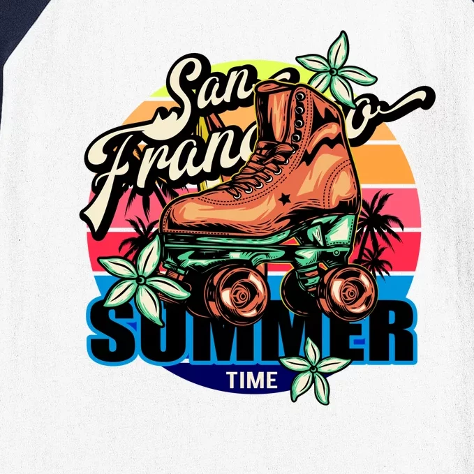 San Francisco Retro Roller Skates Baseball Sleeve Shirt