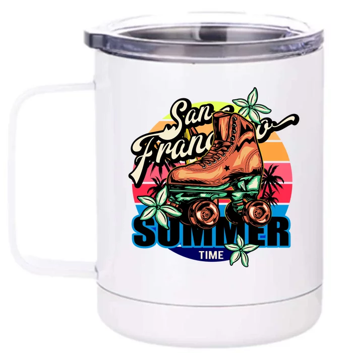 San Francisco Retro Roller Skates Front & Back 12oz Stainless Steel Tumbler Cup