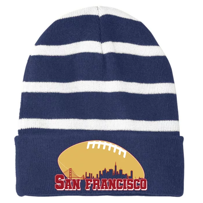 San Francisco Skyline Football Sports Fan Striped Beanie with Solid Band