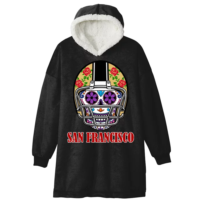 San Francisco Sugar Skull Football Fan Hooded Wearable Blanket