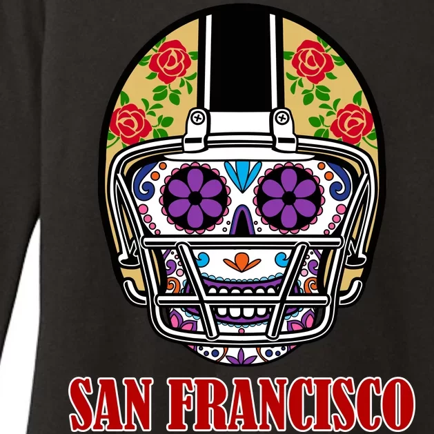 San Francisco Sugar Skull Football Fan Womens CVC Long Sleeve Shirt