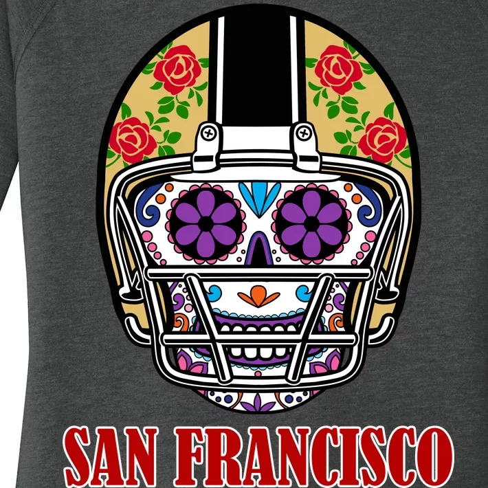 San Francisco Sugar Skull Football Fan Women's Perfect Tri Tunic Long Sleeve Shirt