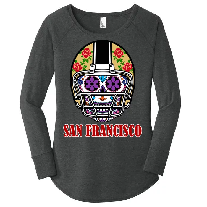 San Francisco Sugar Skull Football Fan Women's Perfect Tri Tunic Long Sleeve Shirt