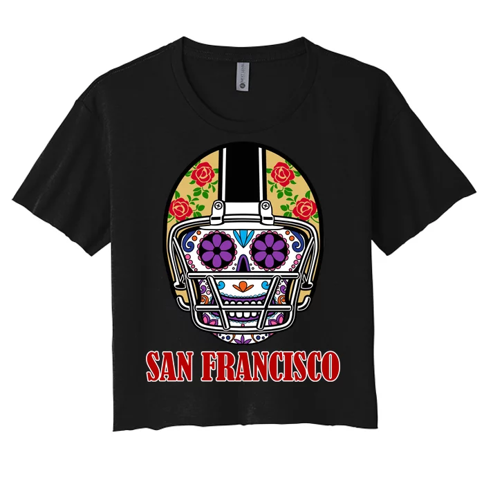 San Francisco Sugar Skull Football Fan Women's Crop Top Tee