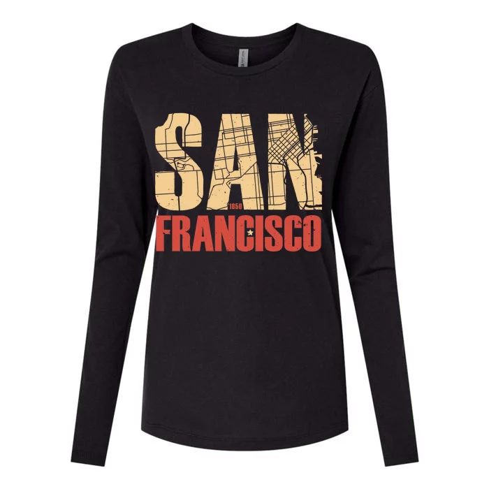 San Francisco Vintage Emblem Womens Cotton Relaxed Long Sleeve T-Shirt