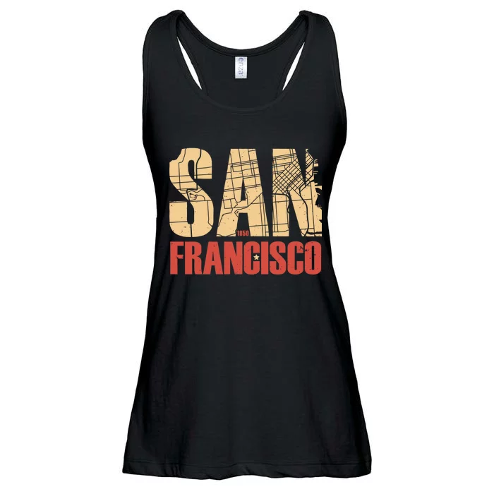 San Francisco Vintage Emblem Ladies Essential Flowy Tank