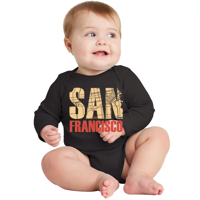 San Francisco Vintage Emblem Baby Long Sleeve Bodysuit