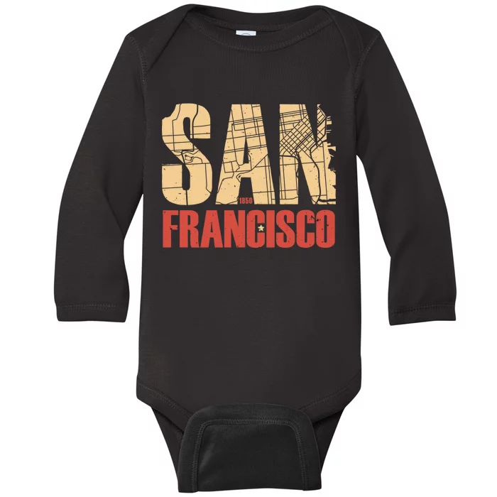 San Francisco Vintage Emblem Baby Long Sleeve Bodysuit