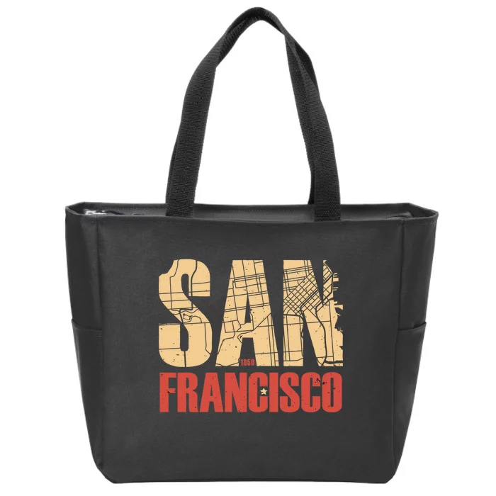 San Francisco Vintage Emblem Zip Tote Bag