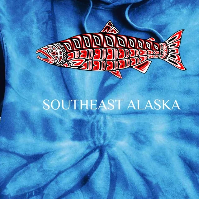 Southeast Alaska Nw Native American Indian Coho Salmon Gift Tie Dye Hoodie