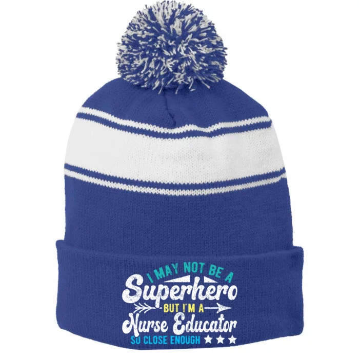 Superhero And Nurse Educator Gift Stripe Pom Pom Beanie