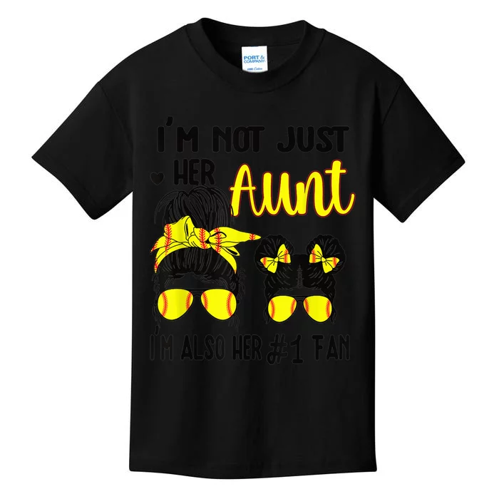 Softball Aunt Niece Fan Baseball Softball Auntie Kids T-Shirt