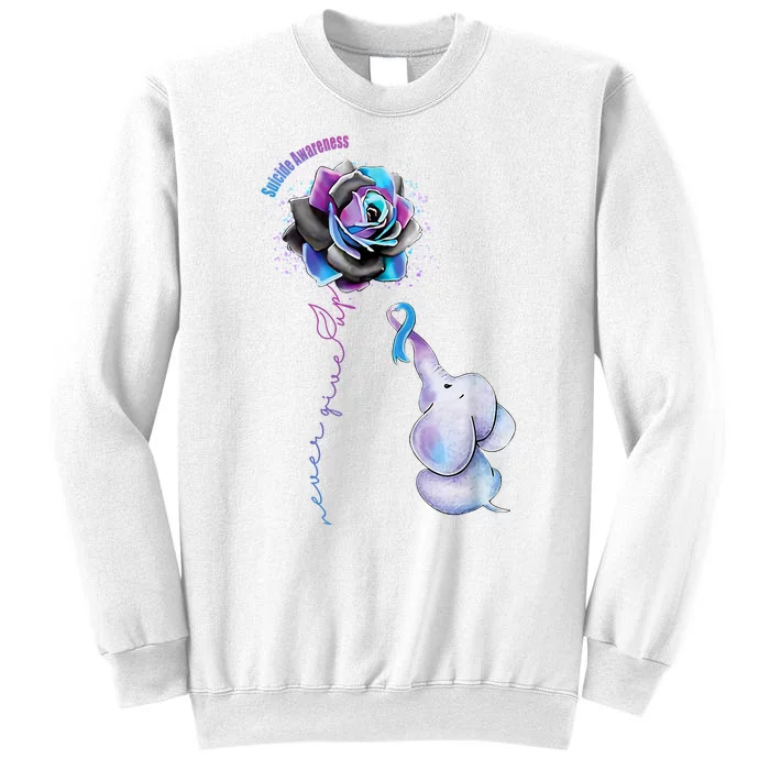 Suicide Awareness Never Give Up Elephant Sweatshirt