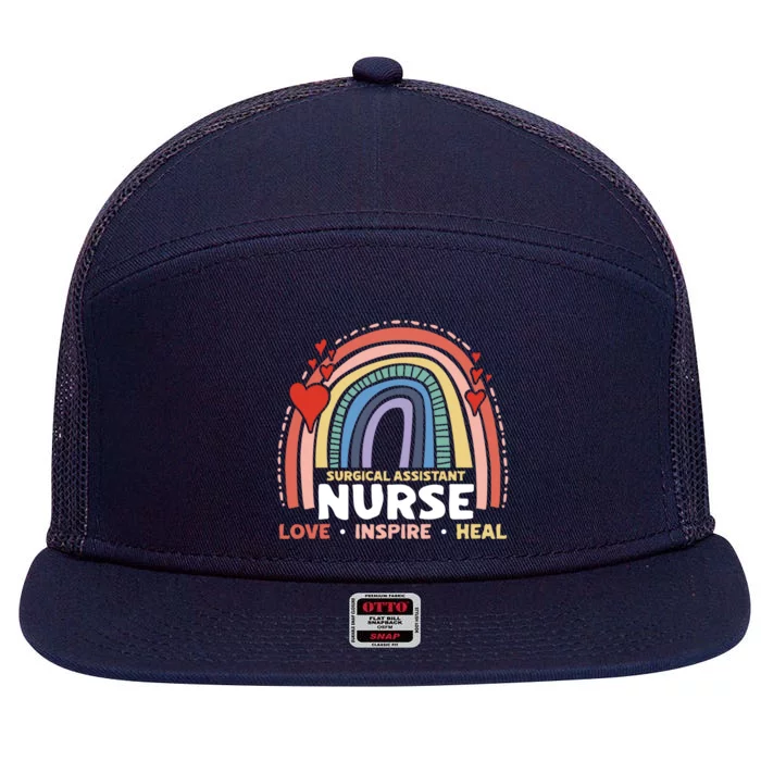 Surgical Assistant Nurse Love Inspire Heal Registered Nurse Gift 7 Panel Mesh Trucker Snapback Hat