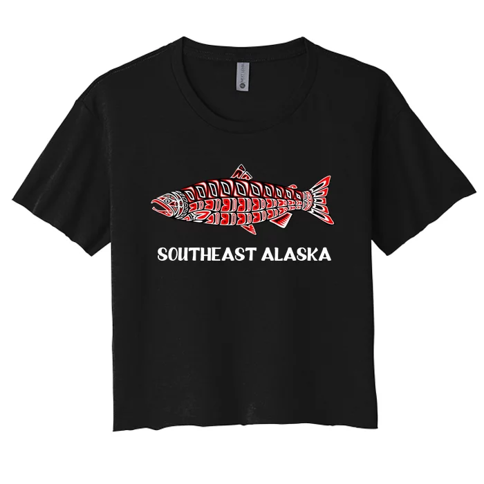 Southeast Alaska Nw Native American Indian Coho Salmon Gift Women's Crop Top Tee