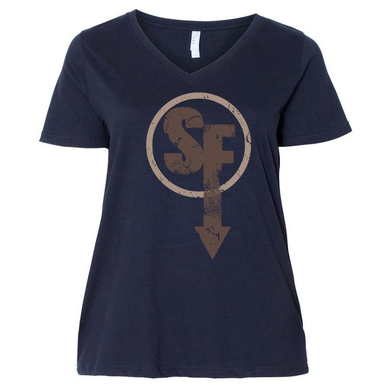 Sanity's Fall Larry Logo Women's V-Neck Plus Size T-Shirt