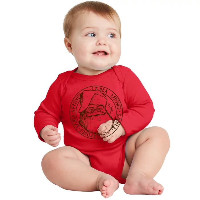 Santa Approved Stamp Baby Long Sleeve Bodysuit