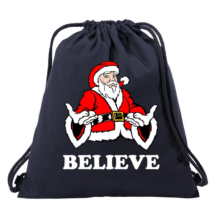 Santa Believe Drawstring Bag