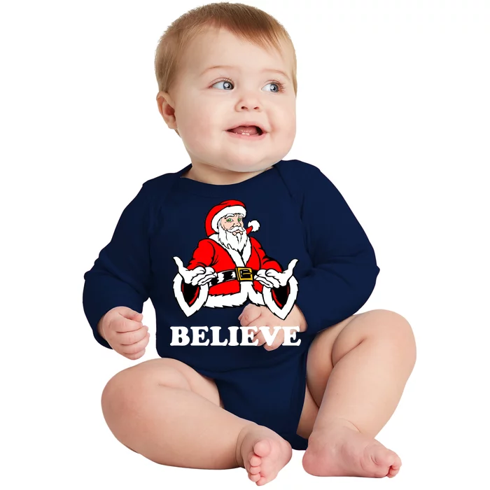 Santa Believe Baby Long Sleeve Bodysuit