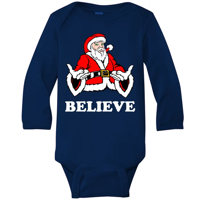 Santa Believe Baby Long Sleeve Bodysuit