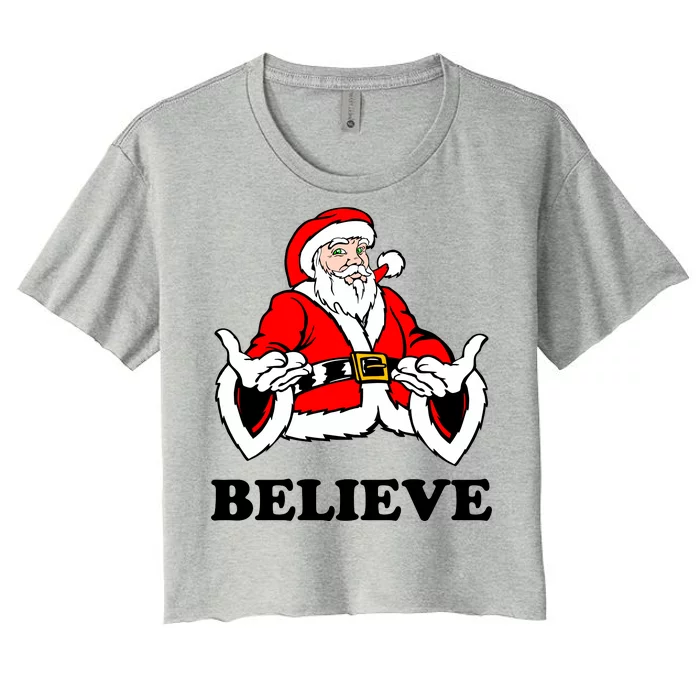 Santa Believe Women's Crop Top Tee