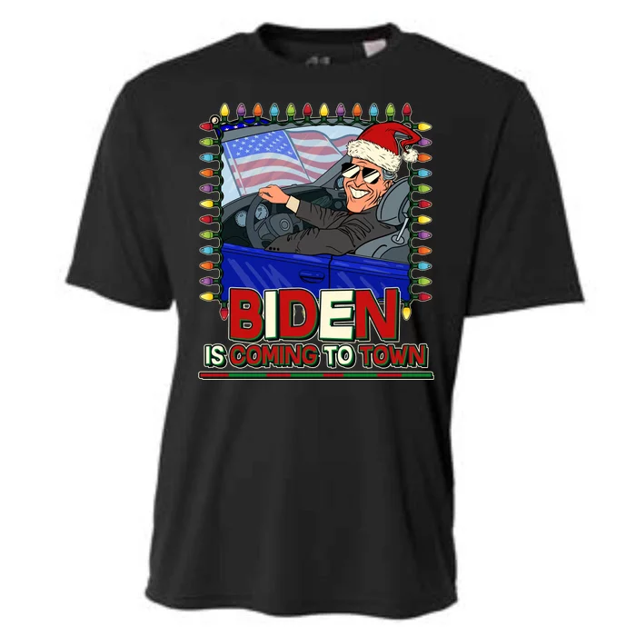 Santa Biden Is Coming To Town Christmas Cooling Performance Crew T-Shirt