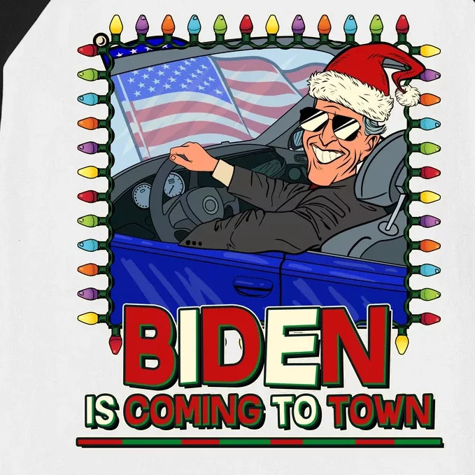 Santa Biden Is Coming To Town Christmas Baseball Sleeve Shirt