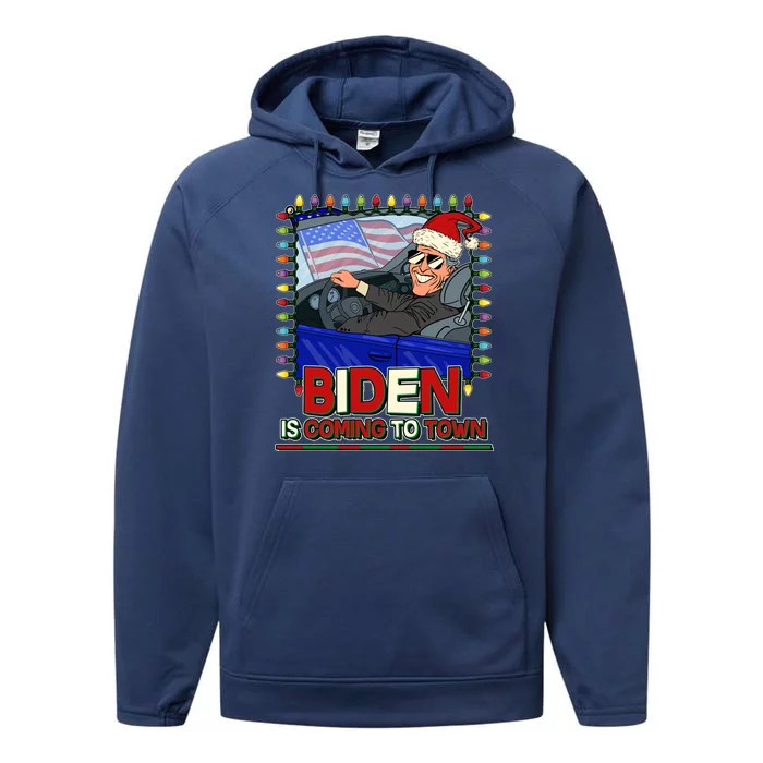 Santa Biden Is Coming To Town Christmas Performance Fleece Hoodie