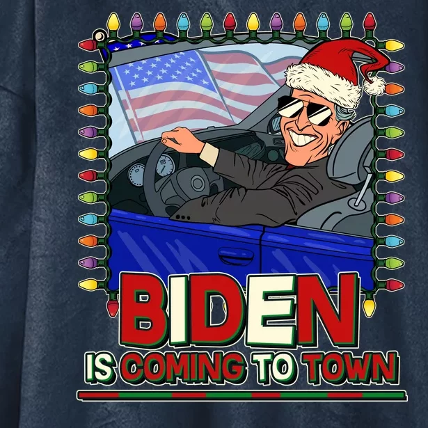 Santa Biden Is Coming To Town Christmas Hooded Wearable Blanket