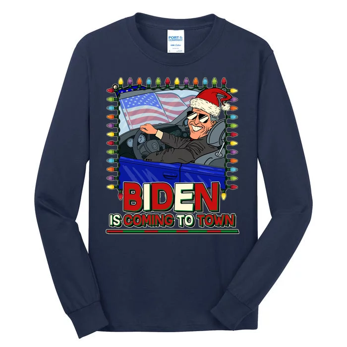 Santa Biden Is Coming To Town Christmas Tall Long Sleeve T-Shirt