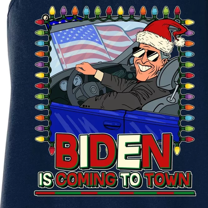 Santa Biden Is Coming To Town Christmas Women's Racerback Tank