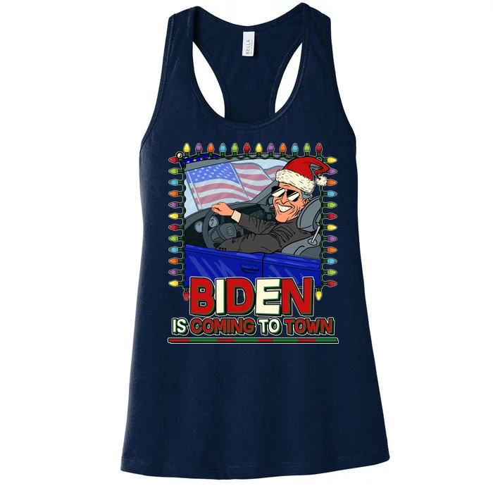 Santa Biden Is Coming To Town Christmas Women's Racerback Tank