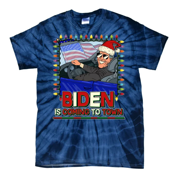 Santa Biden Is Coming To Town Christmas Tie-Dye T-Shirt