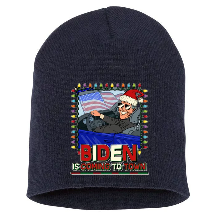 Santa Biden Is Coming To Town Christmas Short Acrylic Beanie