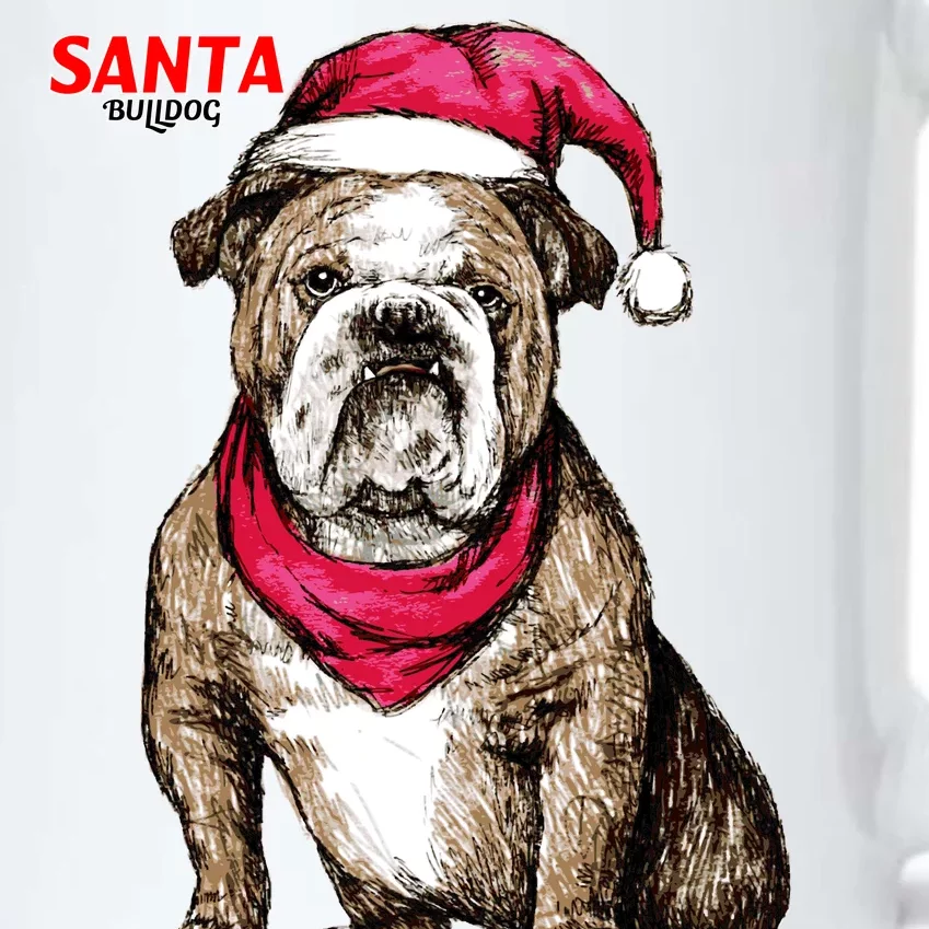 Santa Bulldog Christmas Hat Black Color Changing Mug