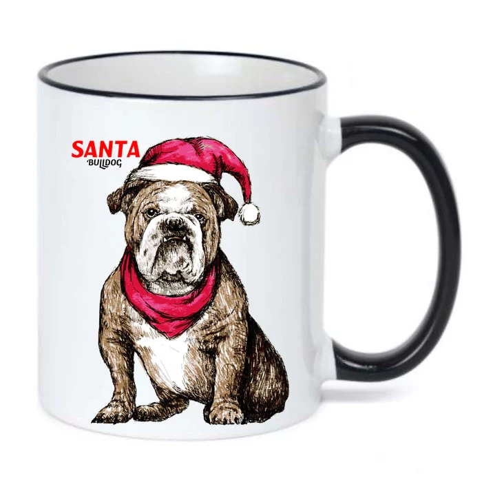 Santa Bulldog Christmas Hat Black Color Changing Mug