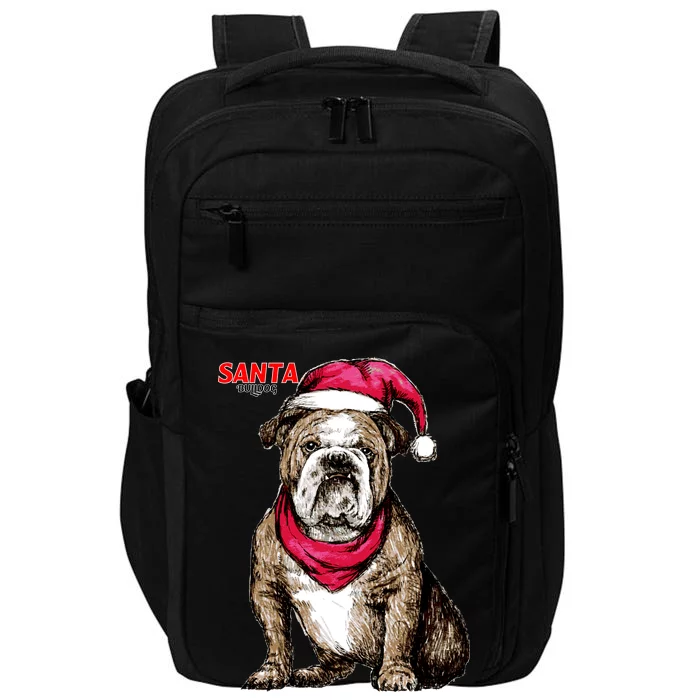 Santa Bulldog Christmas Hat Impact Tech Backpack