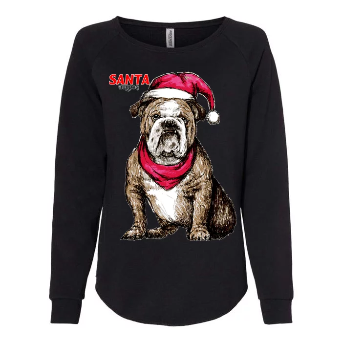 Santa Bulldog Christmas Hat Womens California Wash Sweatshirt